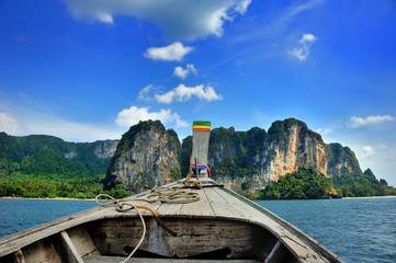on a long tail boat in Thailand - 257560199