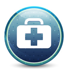 Obraz premium Medical bag icon shiny sky blue round button