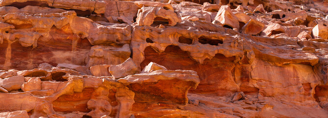 Coloured Canyon is a rock formation on Sinai peninsula. Sights of Nuweiba, Egypt.