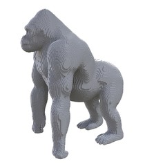 Gray voxel gorilla on a white background.