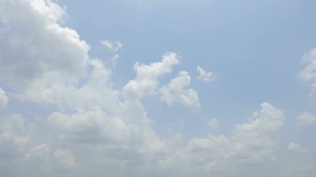 Time-Lapse of the dramatic lifecycle of puffy white clouds in a blue sky.