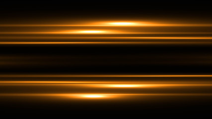  golden lines with light effects  on black transparent background