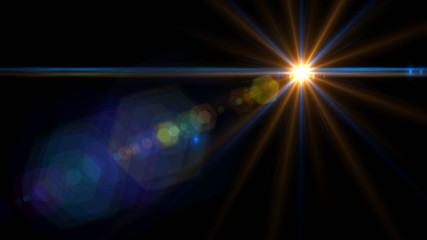 Lens flare  glow light effect  on black background. Easy to add overlay or screen filter over...