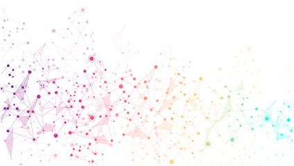 Naklejka premium White global communication background with abstract colorful network pattern.