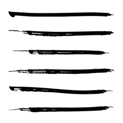 Set of black paint, ink brush strokes, lines. Dirty artistic design elements. Vector eps10.