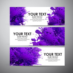 Abstract purple watercolor. Vector banners set background.