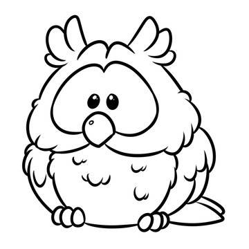 Owl bird animal character cartoon illustration isolated image coloring page