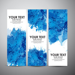 Abstract blue watercolor. Vector vertical banners set background.