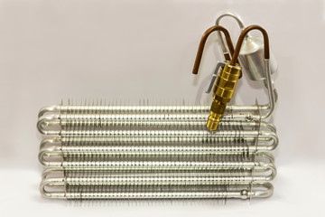 Aluminum fin condensing unit (evaporator coil) of air conditioner with brass quick coupling for car...