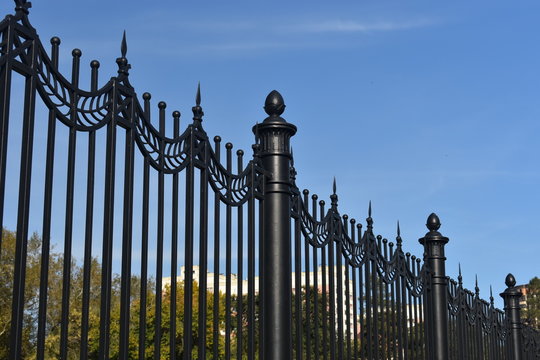 Black metal fence