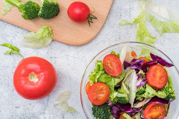A bowl of fresh vegetable salad