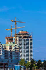 Fototapeta premium New construction of Apartment Buildings on the waterfront in Downtown of New Westminster city. 