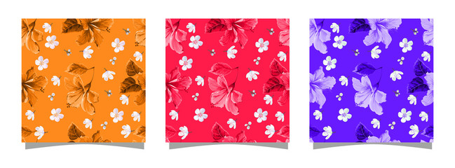 Hibiscus flower seamless pattern -vector