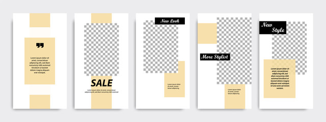 Modern minimal square stripe line shape template in yellow, gold, black and white color with frame. Corporate advertising template for social media stories, story, business banner, flyer, and brochure