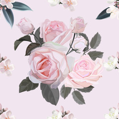 Pink flower seamless pattern vector illustration
