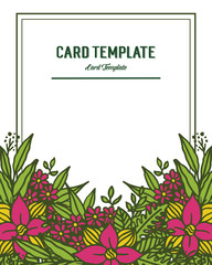 Vector illustration writing of card template with crowd of leaf wreath frame