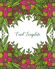 Fototapeta na wymiar Vector illustration writing of card template with crowd of leaf wreath frame