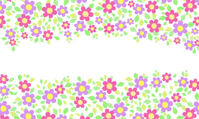 Obraz na płótnie Canvas ピンク色と紫色の花　パステル風