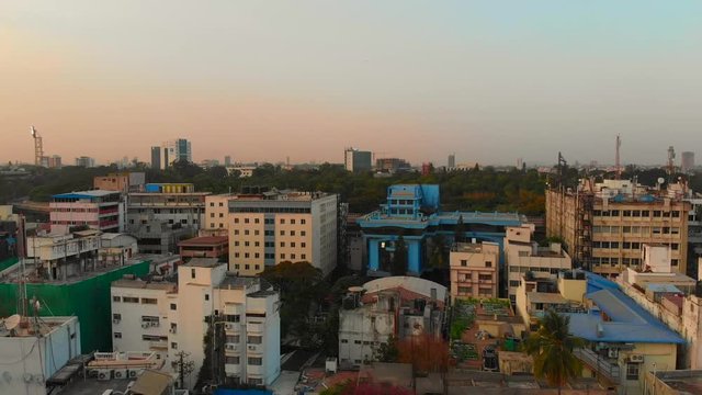 Arial footage of Bangalore / Bengalaru, India, at Sunset. Shot March 2019. 4k 30fps Drone Footage