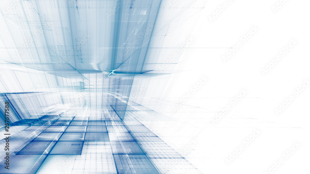 Fototapete abstract blue on white background element. fractal graphics 3d illustration. science or technology c