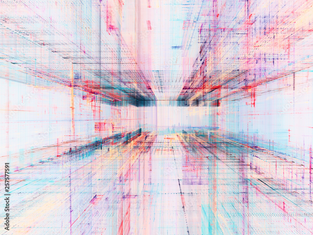 Poster abstract background. digital data visualization. 3d illustration based on fractal graphics.