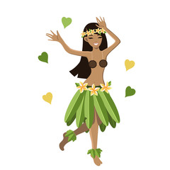 Hawaiian girl in pose isolated element vector image