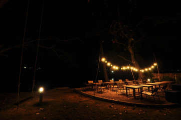 outdoor restaurant at night