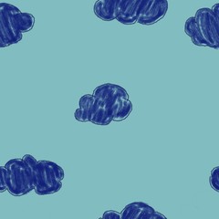 Seamless pattern. Heaven, clouds. Blue texture. Design for office supplies, cards, gifts, clothing, fabrics.