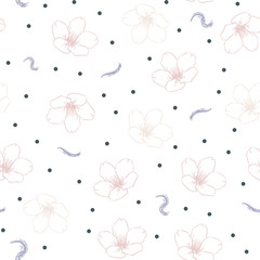 Fototapeta premium Vector seamless pattern with hand drawn sakura flowers.