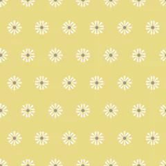  Vector Folk Madeliefjes op gele naadloze patroon achtergrond. © Aga Bell