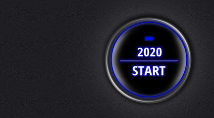 Engine start button with message of 2020