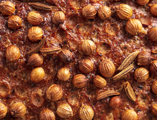 Sesame rye bread as a background