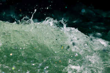 Splashes of water from the waves in the sea