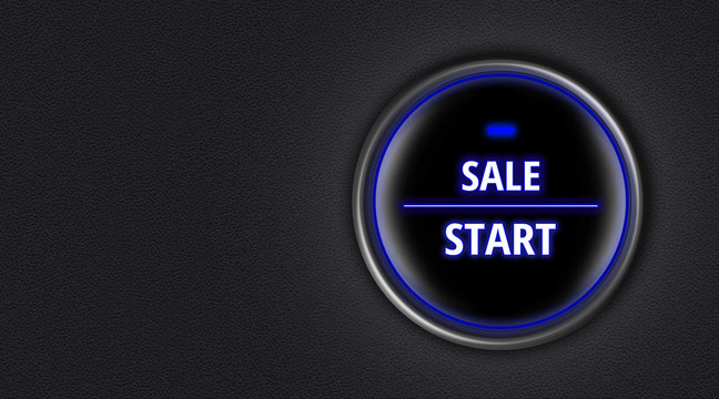 Engine start button with message of sale