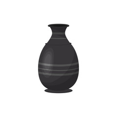 Black ceramic vase on white background. House concept.