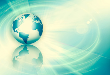 Best Internet Concept of global business. Globe, glowing lines on technological background. Wi-Fi, rays, symbols Internet, 3D illustration