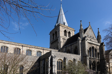 Obraz premium ROCHESTER, KENT/UK - MARCH 24 : View of the Cathedral in Rochester on March 24, 2019