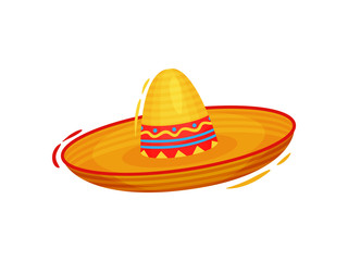 Mexican sombrero on white background. Vector illustration.