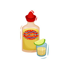 Tequila on white background. Vector flat illustration.