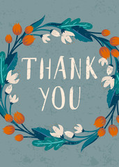 Thank you. Card with a floral wreath