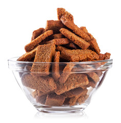 Rye crackers snacks in transparent plate