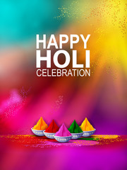 easy to edit vector illustration of Colorful Happy Hoil Party background for festival of colors in India