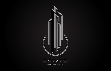 Real Estate Modern Monogram Logo Design. Real Estate Lines Abstract Buildings Icon.