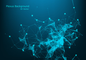 Geometric abstract background with connected dots and lines. Molecular structure and communication. Digital technology background and network connection - Vector