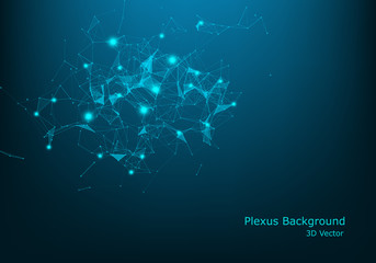 Vector technology background. Plexus effect. Abstract polygonal background with connecting dots and lines.