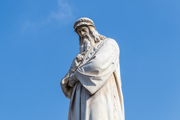 Statue of Leonardo Da Vinci in Milan, Italy