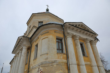 Fototapeta na wymiar Exterior of the Church of Clement in Torzhok, Russia. Built in 1835