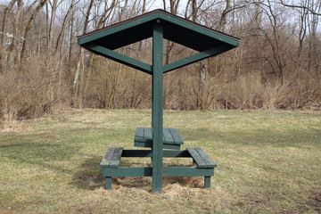 Covered Wood Picnic Table