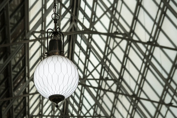 Retro lamp on a grunge background, flea market ceiling