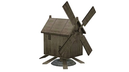 wooden windmill - separated on white background